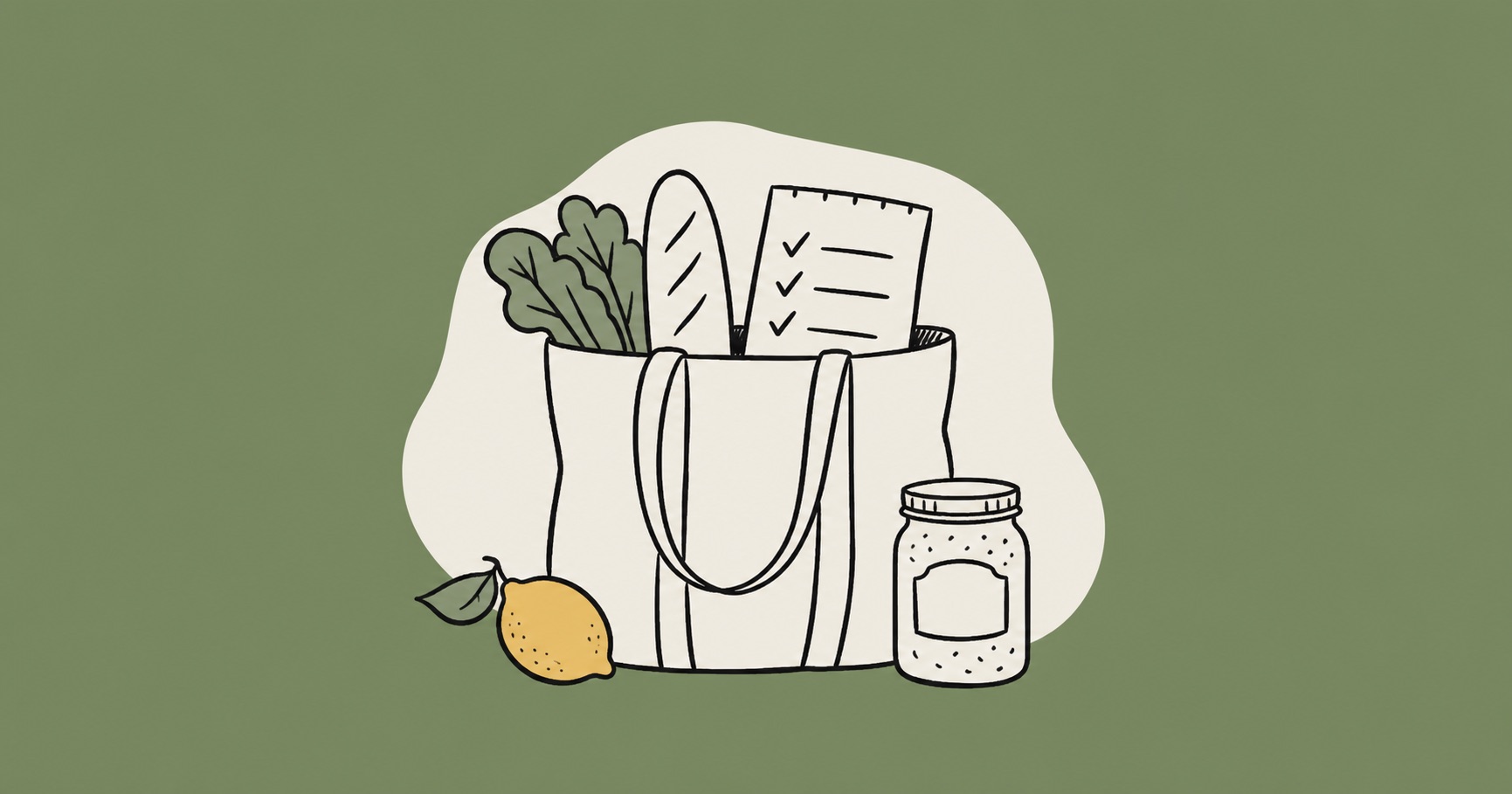 Editorial illustration for Shared Grocery List Template for Families and Couples